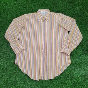 Vintage 70s Arrow MOD Button Shirt Large 22x31 Striped - Picture 1 of 11