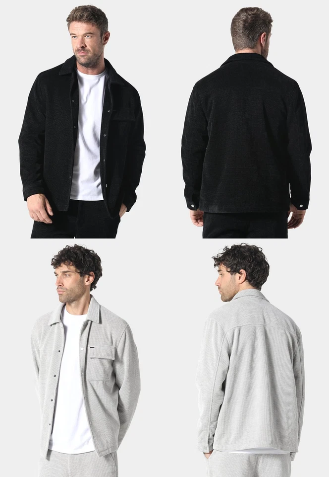 883 Police Para Hombres Informal Inteligente Sobrecamisa Terraza Informal Chaqueta Hilltop Negro Gris Foto 1 de 1