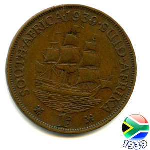 A SOUTH AFRICA 1939 GEORGE VI ONE PENNY coin, 86 Years Old! (Re: 1939_52/3) - Picture 1 of 2