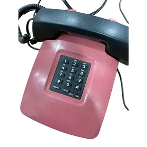 Vintage US TRON Push Button Telephone 1990s Wedge Shape Salmon Pink and Black - Picture 1 of 8