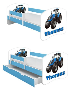 Jugendbett Kinderbett mit einer Schublade und Matratze BLAU 140x70 160x80 180x80 - Bild 1 von 4