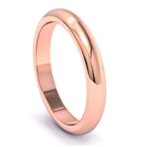 Ehering Band 3 mm 18 kt Rot Rot Rot Rotgold plattiert Sterlingsilber D-Form - Bild 1 von 1