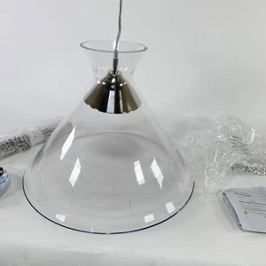 Visual Comfort Atlantic Wide Pendant 18" Polished Nickel Chipped Glass - Picture 1 of 10