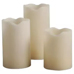 Everlasting Glow Bisque Vanilla Melted Edge Pillar Flameless Flickering Candle - Picture 1 of 1