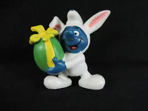 SMURF in Easter Rabbit Costume : PVC, 1982 Peyo Schleich - Picture 1 of 8