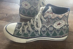 Converse Chuck Taylor Christmas Sweater, Fair Isle, High Top Festive Youth Sz 4 - Picture 1 of 15