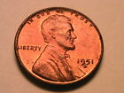 1951-d Choice Lustrous Bu Red Uncirculated Lincoln Wheat Cent 1c Penny Us Coin
