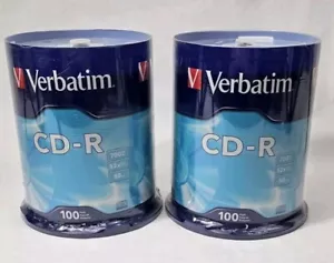 2 Verbatim 100 Pack 52x CD-R 700MB Capacity Gray (94554) New Sealed - Picture 1 of 5