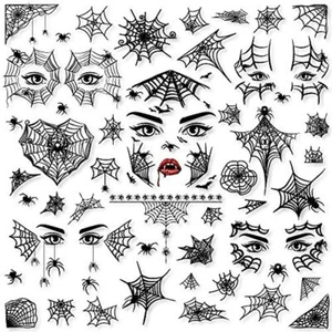 65PCS Halloween Spider Face Tattoos Web Net Temporary - Shoulder Arm Back Party - Picture 1 of 7