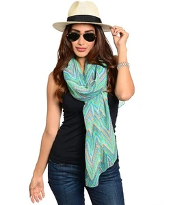 MarySol Damas Bufanda Estampado Chevron Multicolor Viscosa Estola Chal Envoltura 70X37 - Imagen 1 de 13
