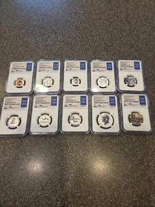 2018 S Silver Reverse proof Set Pr70 FDOI NGC Signed by John Mercanti - Picture 1 of 10