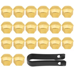 √ 20Pcs 17mm Tyre Wheel Hub Covers Lug Nut Screw Cover Protection Cap Gold - Picture 1 of 7