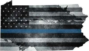 Pennsylvania PA tattered US blue line State Flag Police Law Enforcement Sticker - Picture 1 of 1