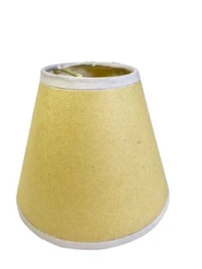 Mini Lamp shade Clip On Style  Bell Shape Yellow with  White Trim Paper New - Picture 1 of 11