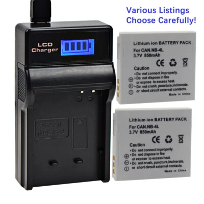 Battery Or USB Charger For Canon NB-4L  Digital IXUS 55 60 65 70 75 80 I I7 IS 1 - Bild 1 von 4