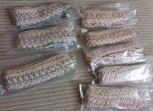 8 Rickrack Lace Loops Of Handmade Crochet Sewing Edges For Pillowcases Cream - Picture 1 of 13