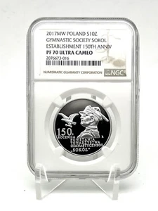 Poland 2017 10 zlotych Gymnastic Society FALCON Silver Coin NGC PF70 - Picture 1 of 4
