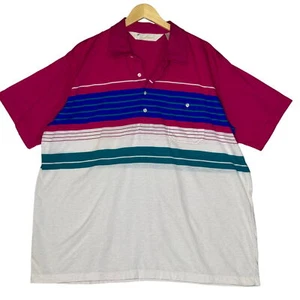 Arnold Palmer Bold Colorblock Shortsleeve rosa Einzelstich Vintage Polo Gr. XXL - Bild 1 von 12