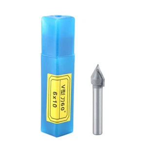 V Router V Bit CNC V Bit 60° Router 6x10mm 1/4 Cutter Tool Tungsten Steel For - Afbeelding 1 van 10