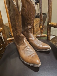 Dan Post DP2111J Men's 9 1/2 D Brown Leather Round Western Cowboy Boots - Picture 1 of 8