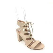 Freelance Women's MACHAELA Nude Lace Up Cage Open Toe Heels Sandals 38 6.5 