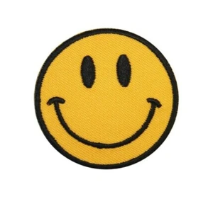 Parche Pequeño Sonrisa Hierro On Medio Amarillo Redondo Happy Face Años 60 Años 70 Divertido Regalo - Imagen 1 de 1