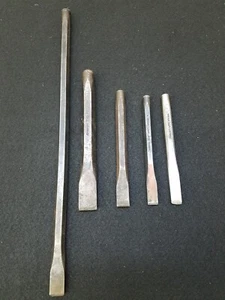 NICE GOOD USED SNAP ON TOOLS 5 PIECE ASSORTED CHISEL LOT MADE IN USA - Picture 1 of 3