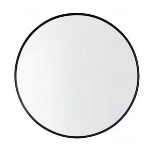 80cm Black Aluminum Frame Wall Mounted Bathroom Vanity Decor Makeup Mirror Round - Picture 1 of 5