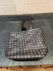 Bradford Exchange Black Faux Leather Tote Initials BS Made in Mexico Clean EUC - Picture 1 of 11