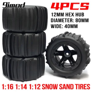 4x RC 1/16 1/14 Snow Buggy Reifen 12 mm Sechskant für Wltoys 144001 HBX MJX ZWN - Bild 1 von 16