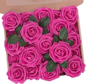 N&T NIETING Artificial Flowers, Foam Roses Perfect for DIY 25pcs, Hot Pink - Picture 1 of 8