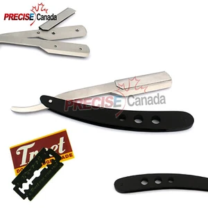 3 Holes Style Straight Barber Hair Shaving Razor Folding Knife + Free 10 Blades - Picture 1 of 3