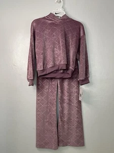 Nike Girls 2-piece Velour Athletic Set Hoodie Pants Size 6X Pink Embossed Logo - Picture 1 of 7