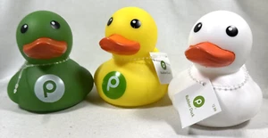 PUBLIX SUPERMARKET STORES SET OF 3 RUBBER DUCKS GREEN YELLOW WHITE - Picture 1 of 8