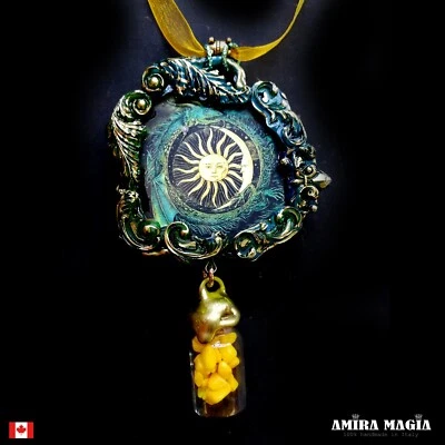 Alchemy Witchcraft Talisman Pendant Sun and Mood Jewelry Necklace Urn Stone Bib - Image 1 of 4