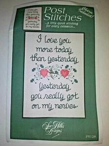 Sue Hillis Designs, Post Stitches PS128, I Love You More Today Cross Stitch Kit - Picture 1 of 5