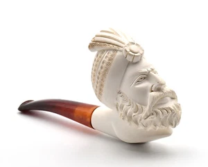 Tabac pipe sculptée tête sultan oriental écume de mer carved pipe (b) - Imagen 1 de 5