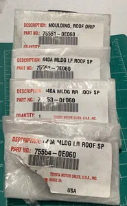 2014-2019 Toyota Highlander Roof Drip Molding Set 75551,75552,75553,75554-0E060 - Picture 1 of 5