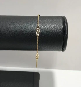 14K Gelbgold Italien Unendlichkeit Station Panzer Gliederarmband 7" - Bild 1 von 12