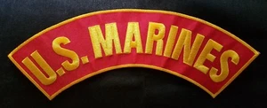 LARGE 4" X 12" US MARINE ROCKER MOTORCYCLE BIKER JACKET VEST MILITARY PATCH - Picture 1 of 4