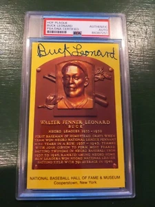 BUCK LEONARD SIGNED BASEBALL HAL OF FAME PLAQUE (PSA/DNA) Slabbed - Picture 1 of 2