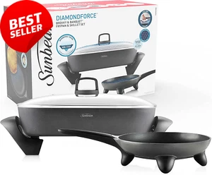 Electric Frying Pan Skillet Set Non-Stick Banquet DiamondForce Even Heat Black - Picture 1 of 12