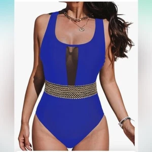 CUPSHE One Piece, Mesh, Tummy Control, Slimming, Back Crisscross. Size LARGE - Picture 1 of 5