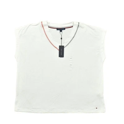 NOVA Blusa Tommy Hilfiger 1X Plus Branca Viscose Nova Com Etiqueta TH Relaxada - Imagem 1 de 4