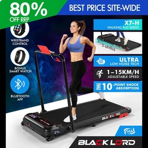 BLACK LORD Treadmill Electric Walking Pad Incline Shock Absorbers Foldable Black - Picture 1 of 12