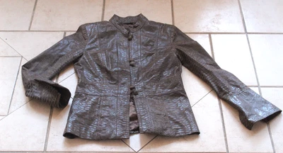 Chaqueta PAMELA MCCOY 100% Cuero Marrón Piel de Serpiente Patrón Talla XS Foto 1 de 4