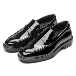GINNI Kids Boys' Slip On Loafers Wedding Dress Shoes Glossy Black-US 4 Big Kid - Picture 1 of 10