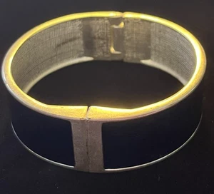Vintage Silberfarben Blau Emaille Armreif Armband Magnetverschluss Bin15 - Bild 1 von 6