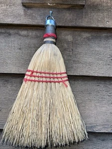 Vintage Whisk Hand Broom Old Patina Farmhouse Decor Wire Wrapped Corn Straw - Picture 1 of 9