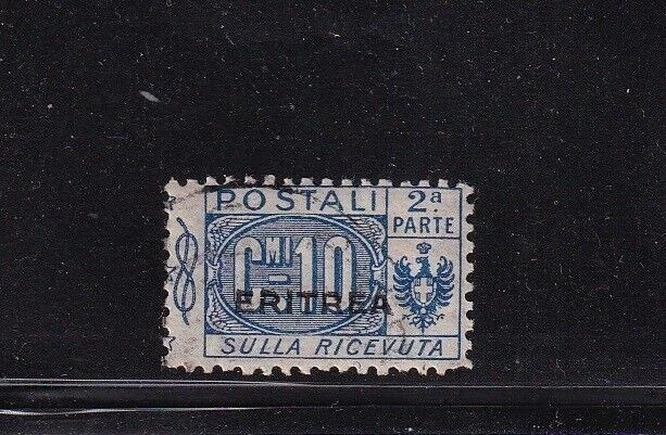 SA09 Eritrea Administración Italiana 1916 Paquete Post Sobreimpreso Usado Foto 1 de 1